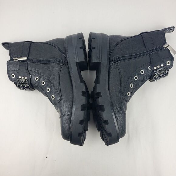 Karl Lagerfeld Payson Combat Embellished Boots Black Size 7 M - Picture 10 of 14